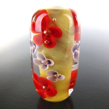 Custom Made Dijon Floral Bead Handmade Lampwork Glass By Gemfox Sra Usa