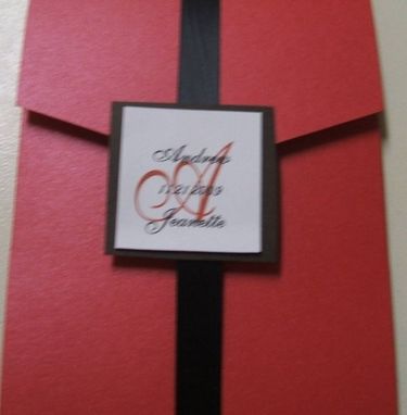 Custom Made Modern Red And Black Pocketfold Wedding Invitation Set- 100 Invitations