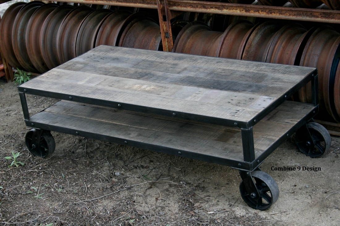 Buy Handmade Vintage Industrial Coffee Table, Reclaimed Wood. Rustic