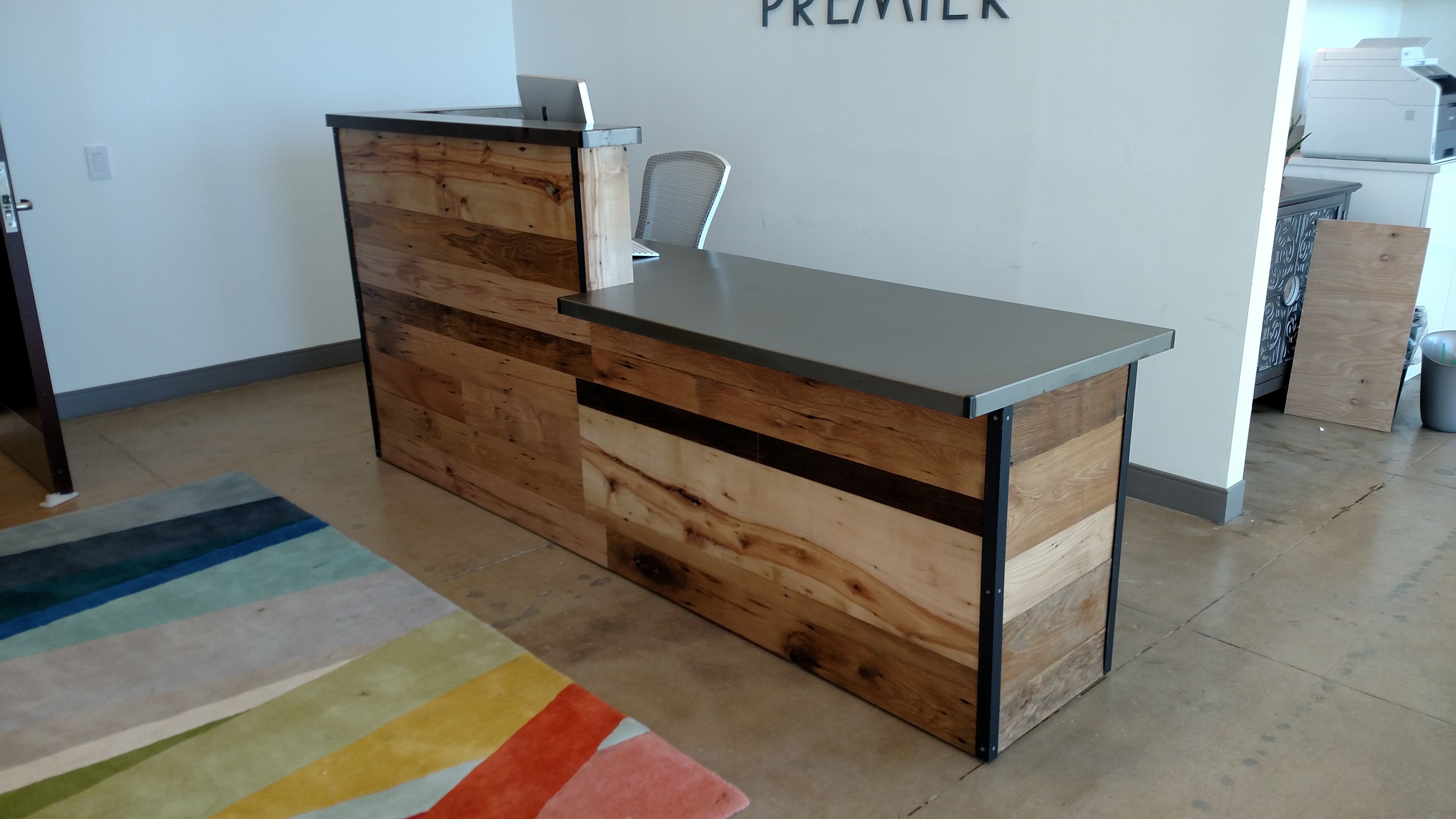 Handmade Reclaimed Wood Steel Reception Desk By Re Dwell