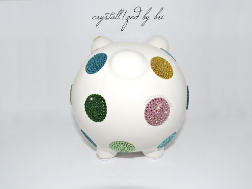 Custom Made Crystallized Polka Dot Piggy Bank Baby Kids Decor Nursery Bling European Crystals Bedazzled