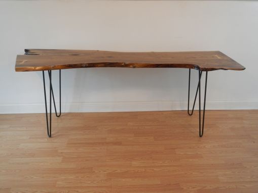 Custom Made Live Edge Black Walnut Console Table With Hairpin Legs
