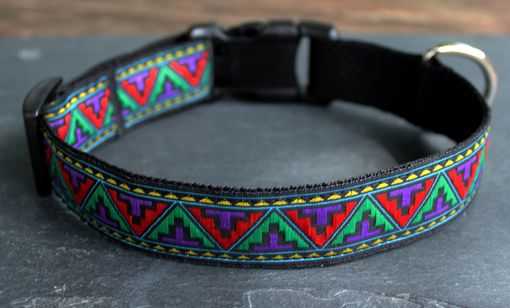 Custom Made Adjustable Dog Collar-Multi-Color Aztec Pattern Collar