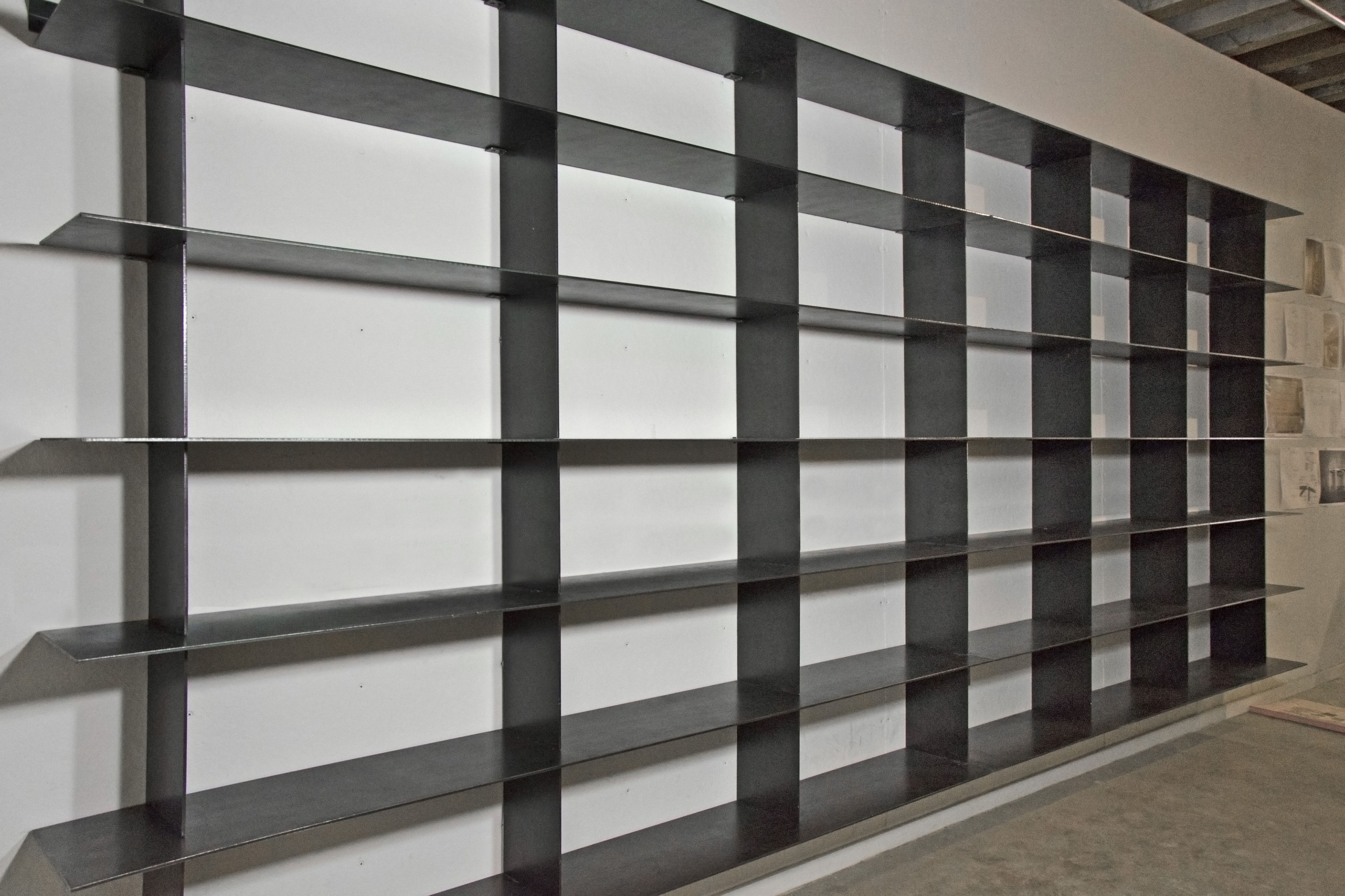 Custom Minimal Blackened Steel Shelves, Custom Made Shelves