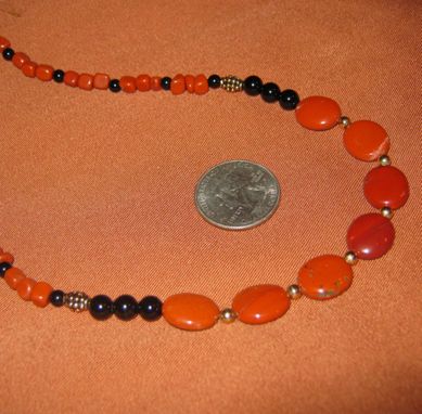 Custom Made Red Jasper And Onyx Gold Necklace