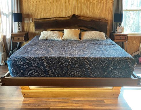 Custom Made Custom Live-Edge Floating Platform Bed
