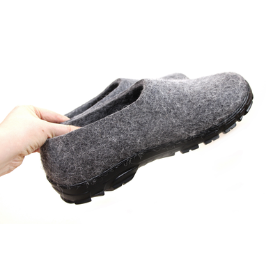 Custom Made Men's Eco-Friendly Wool Moccasin Slippers Gray