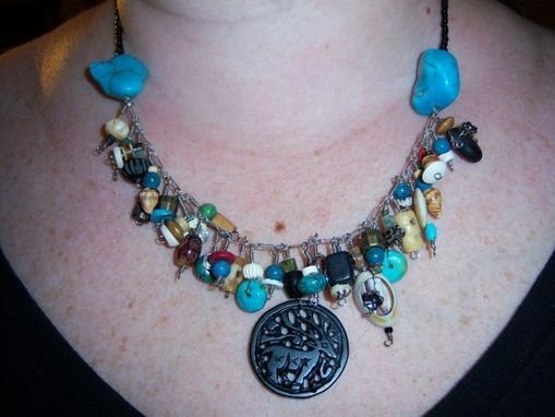 Custom Made Beautiful Turquoise And Silver Beaded Fringe Necklace