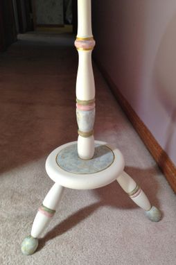 Custom Made Painted Pedistal Table With Trompe L'Oeil Necklace & Faux Marble