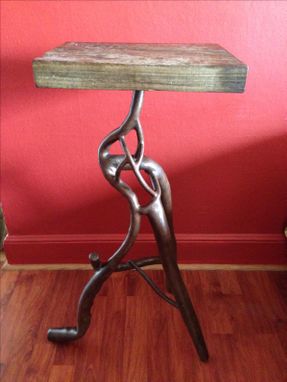 Custom Made Abstract Sculptural Forged Steel End / Pedestal Table