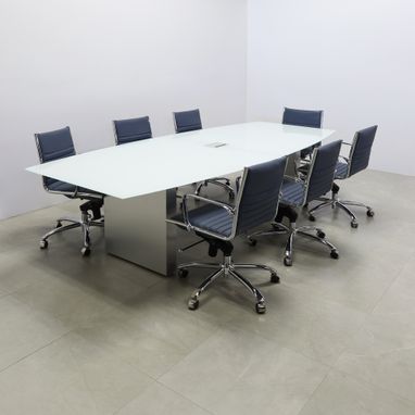 Custom Made Boat Shape Custom Conference Table, Tempered Glass Top - Omaha Meeting Table