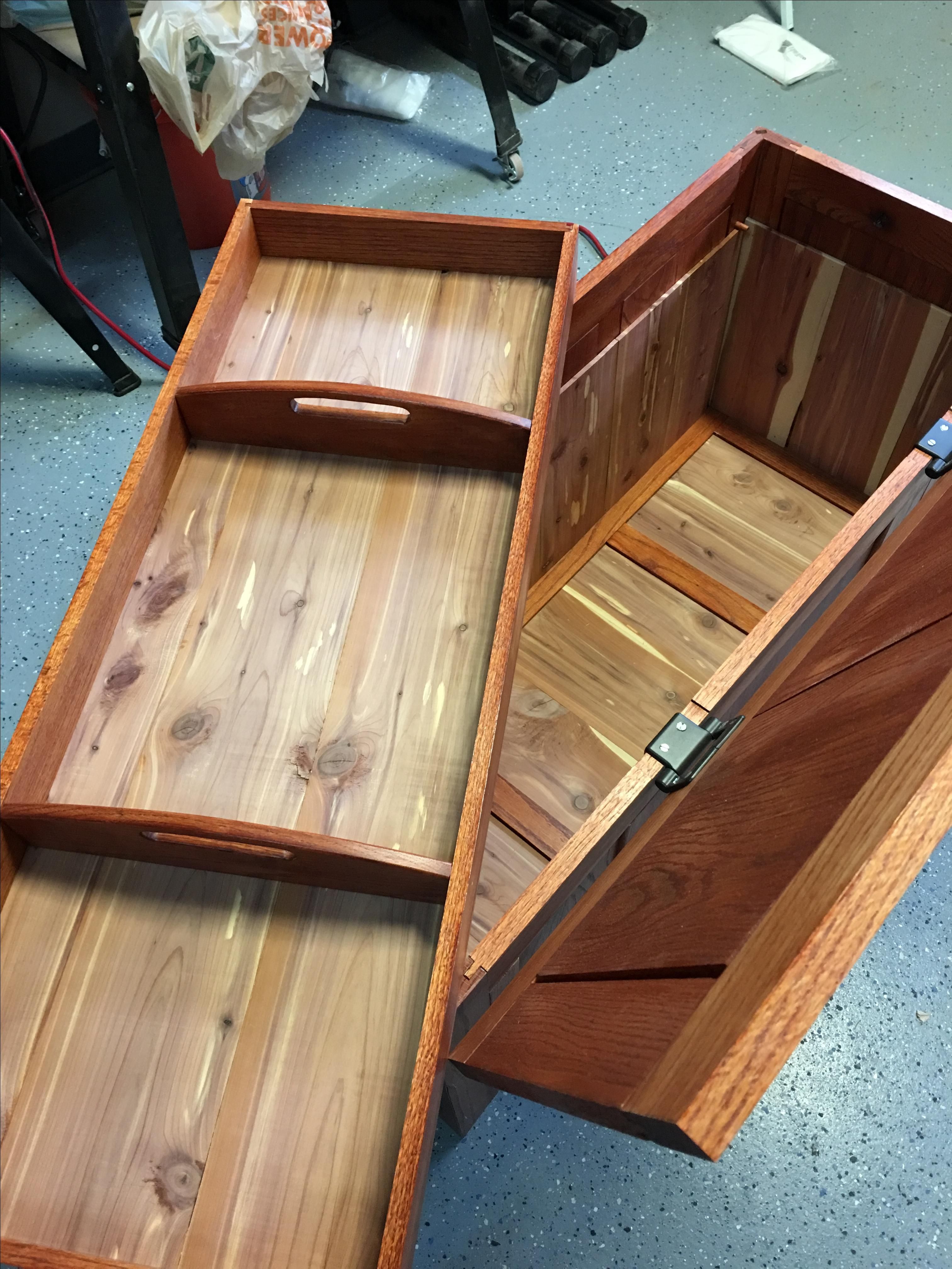 Buy Hand Crafted Solid Oak Cedar Chest W/ Removable Tray, made to order