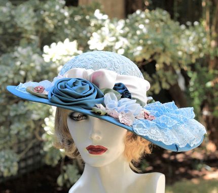 Custom Made Edwardian Style Wedding Hat Wide Brim In Lilac