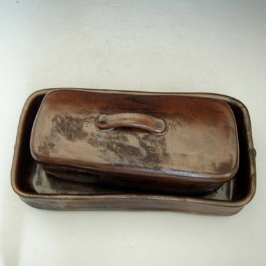 Custom Made Pottery Butter Dish In Bronze