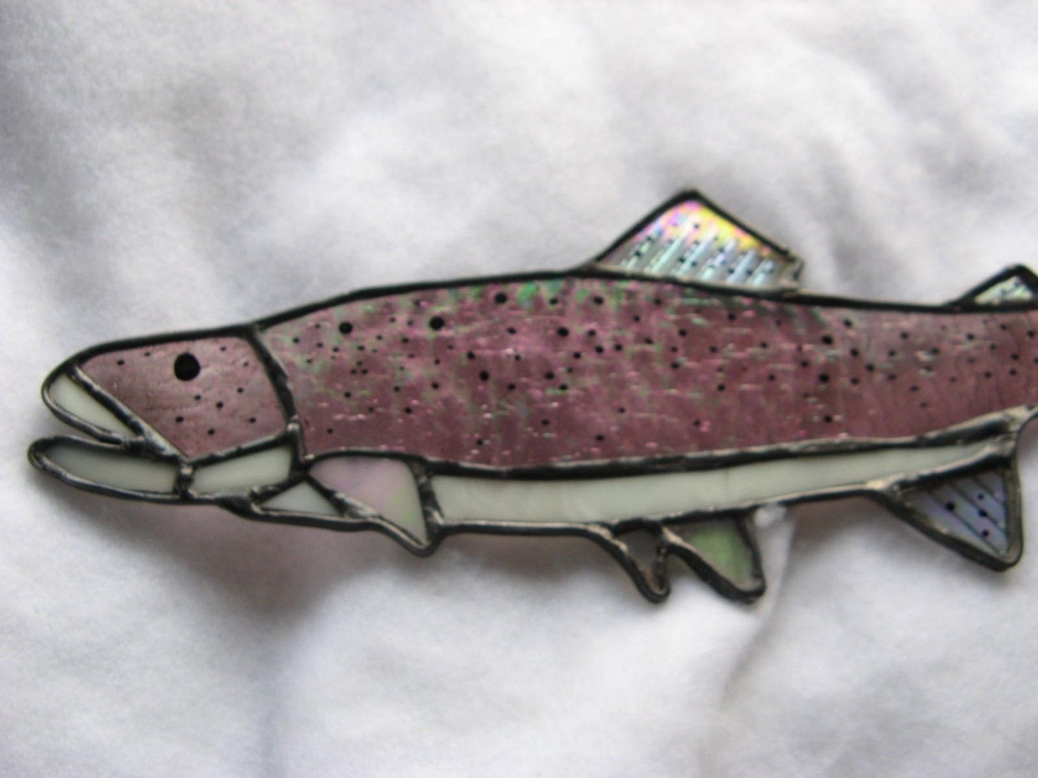 Buy Hand Made Iridescent Stained Glass Rainbow Trout, made to order