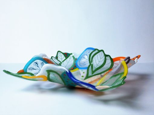 Custom Made A Decorative Fused Glass Bowl Floral