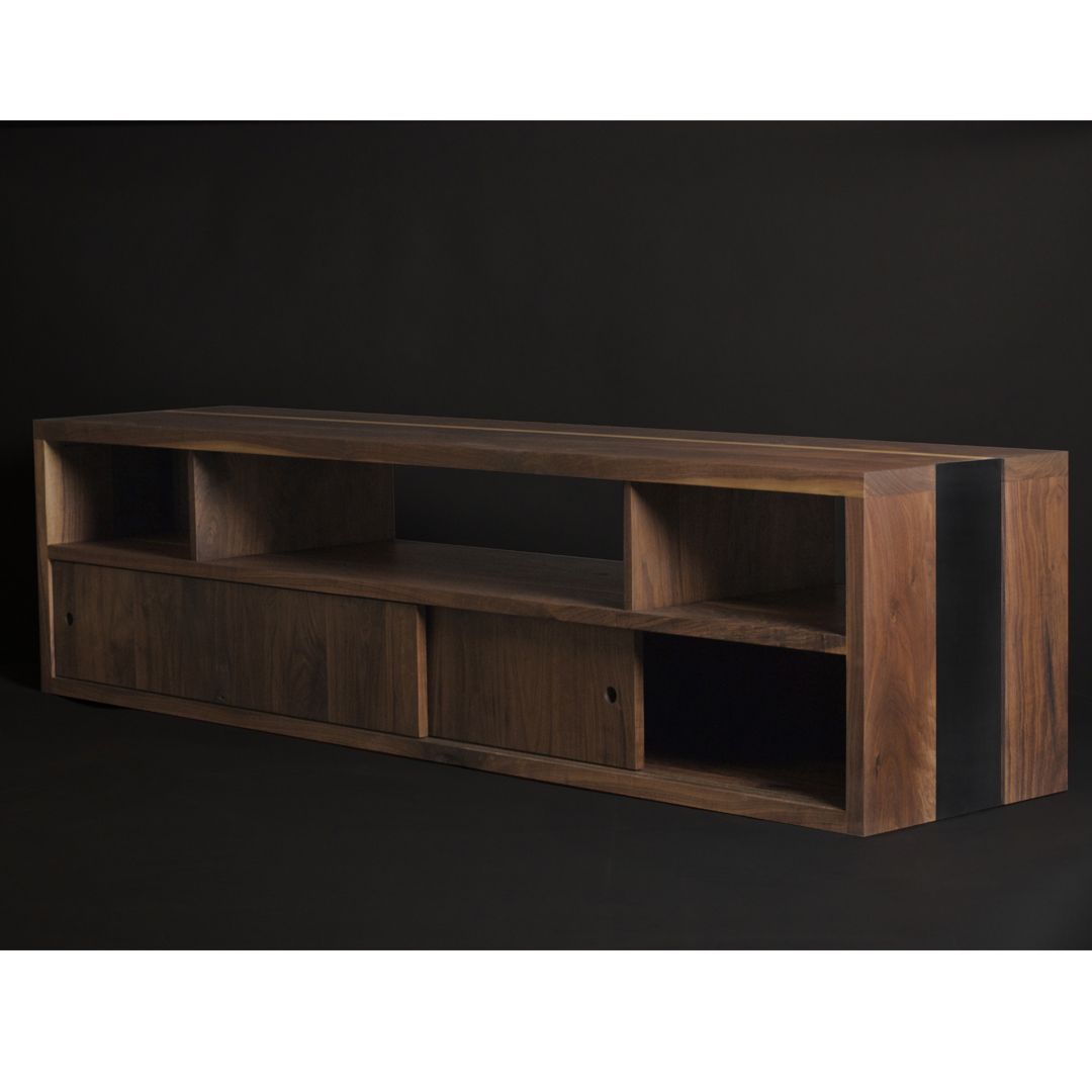 Hand Crafted Modern Walnut/Steel Media Console by Surfridge Design