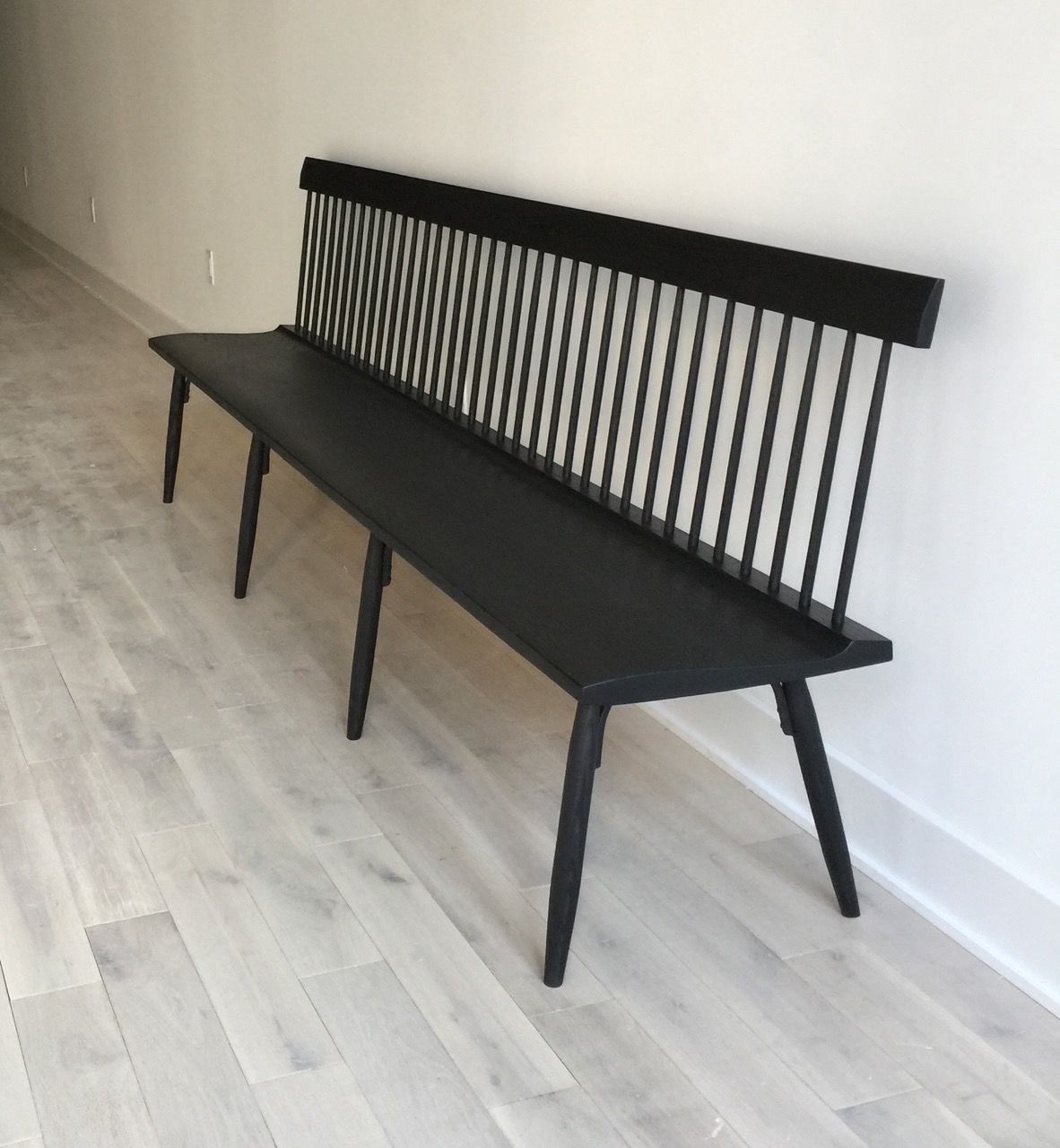 Custom Made Ebonized Spindle Back Bench by Miikana Woodworking