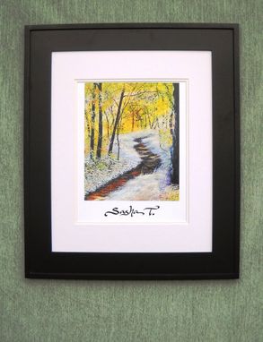 Custom Made Landscape Print Of Forest Path Sumer Time Green, Blue, White And Purple Painting