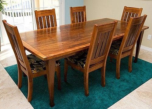 Custom Hawaiian Curly Koa Dining Table And Chair By Keaau Fine Art Custom Made Hawaiian Curly Koa Dining Table And Chair