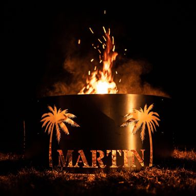 Custom Made Personalized Tropical Scene Fire Pit Ring