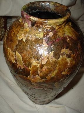 Custom Made Patchwork Pressed Maple Leaf Vase And Baskets