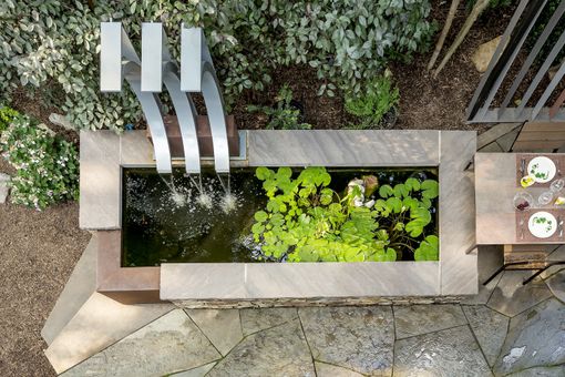Custom Made Crescent-Shaped Water Feature