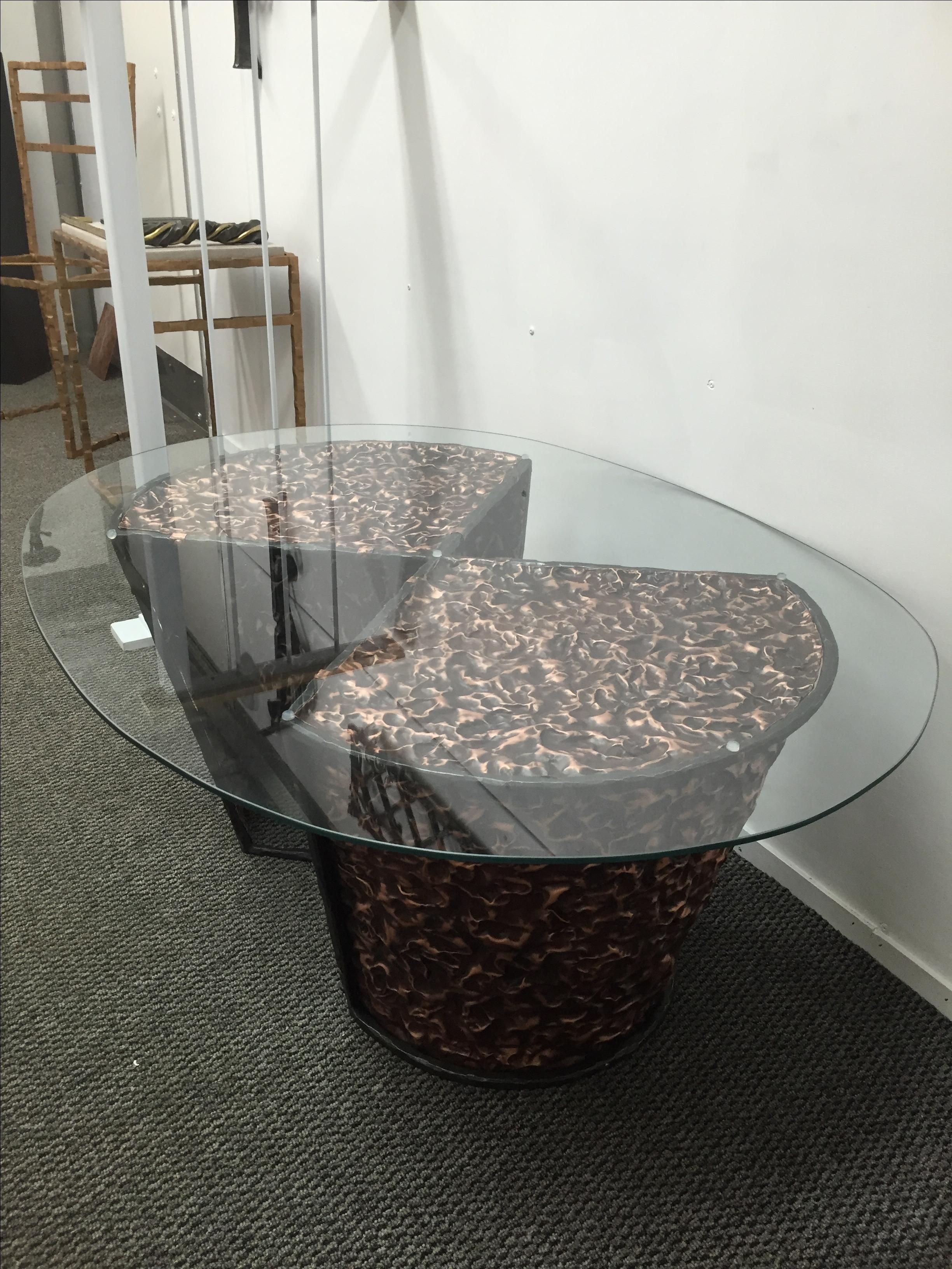 Hand Made Custom Hand Hammered Copper Table by Slate Creek
