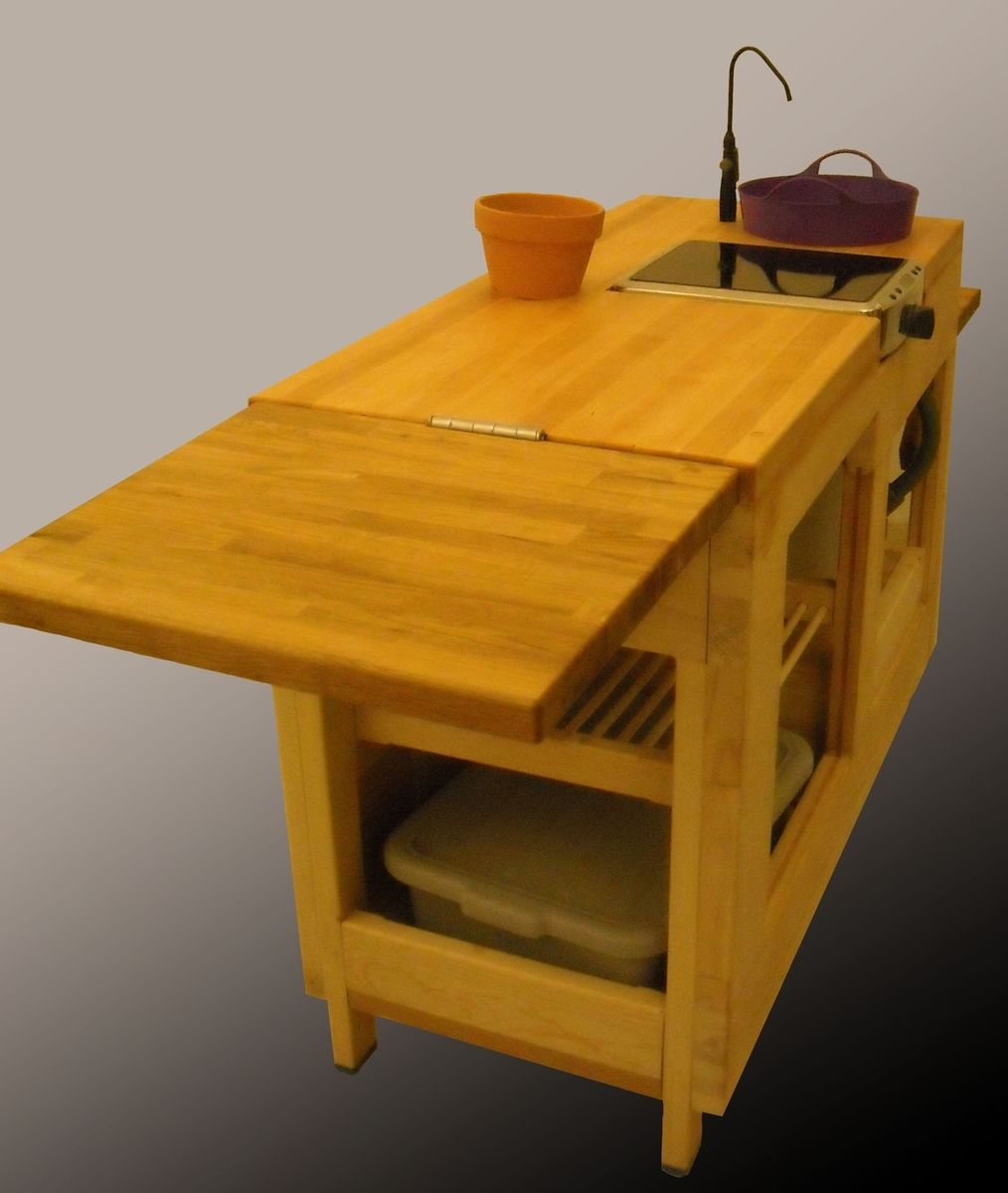 Hand Made Custom Wooden Mobile Kitchen Cart by Dysart Design