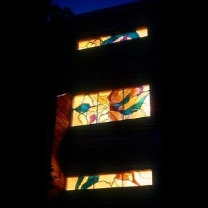 Custom Made Catlea Orchid Stairwell Stained Glass Windows