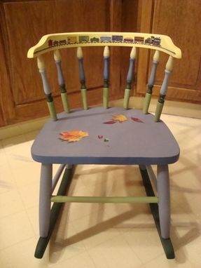 Custom Made Children's Chair Painted With Trope L'Oeil Marbles And A  Train