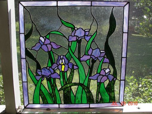 Custom Made Iris Stained Glass Panel