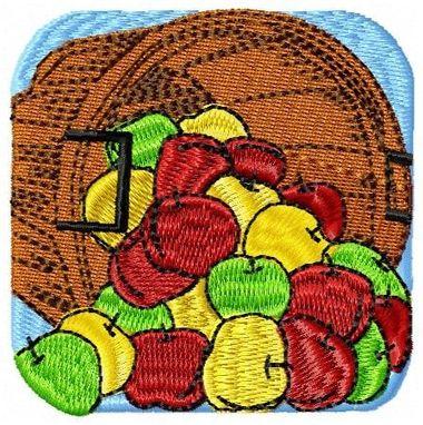 Custom Made Basket Of Apples Embroidery Design