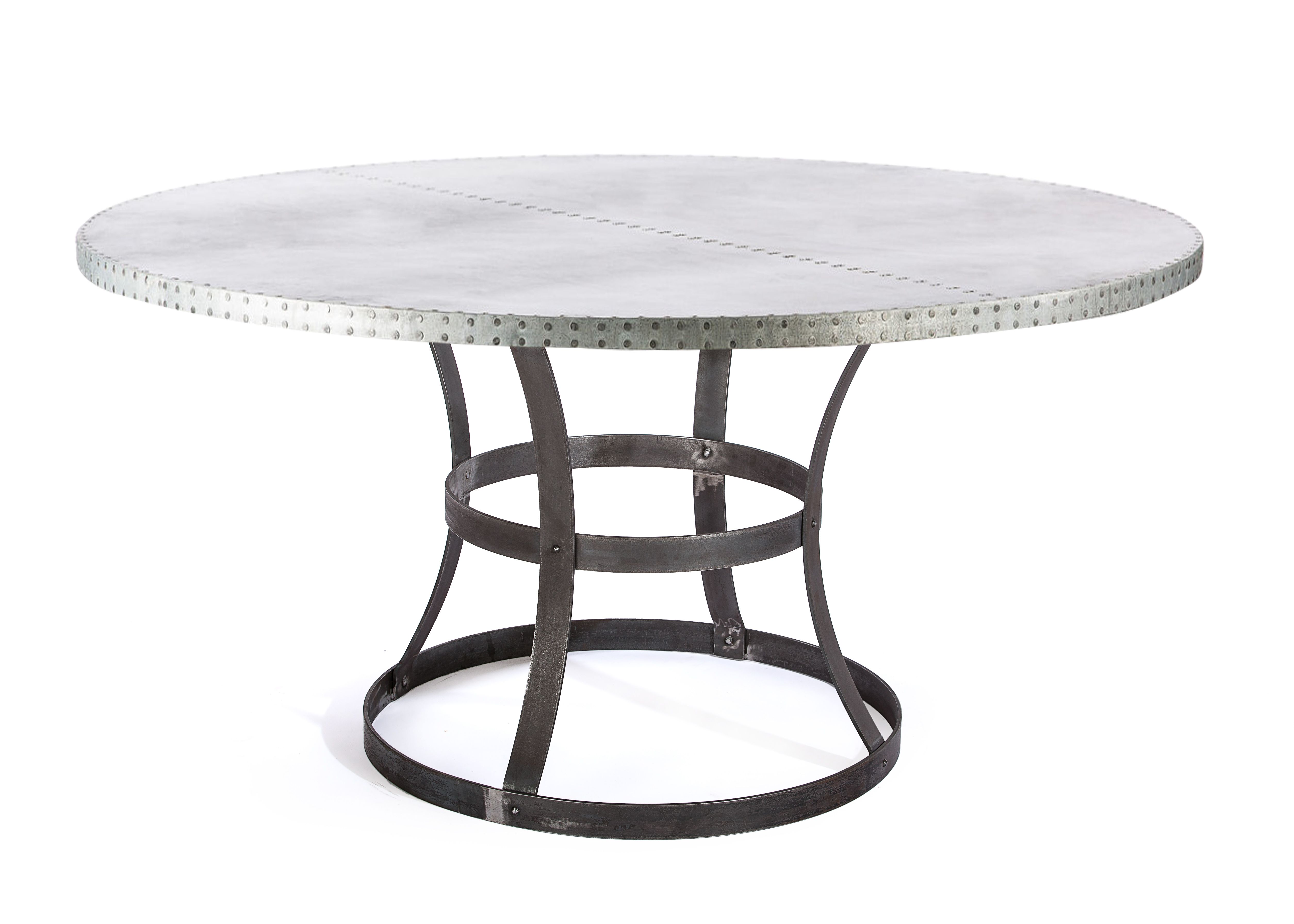 Buy Custom Made Zinc Table Zinc Dining Table Madera Steel Ring Round Zinc Top Table