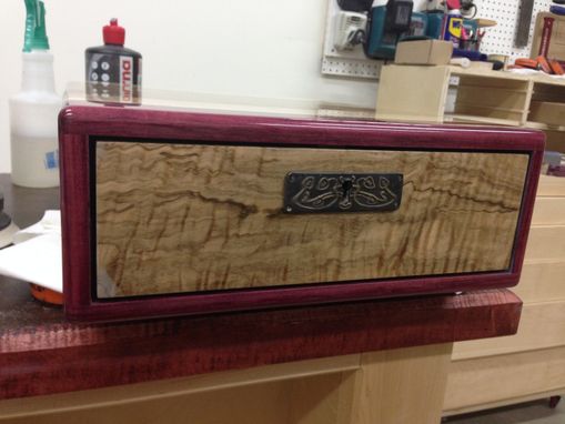 Custom Made Portfolio Box In Figured Soft Maple And Purpleheart