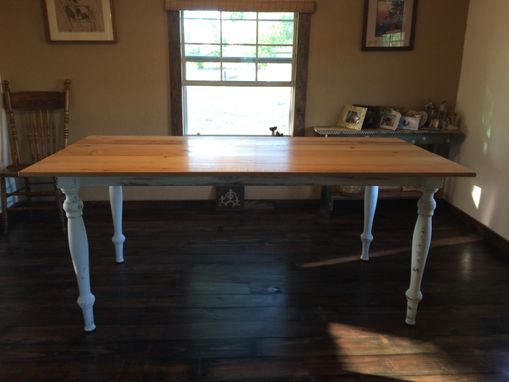 Custom Made Reclaimed Pine 3 Ft. X 6 Ft. Farm Table With Distressed Legs And Skirting.