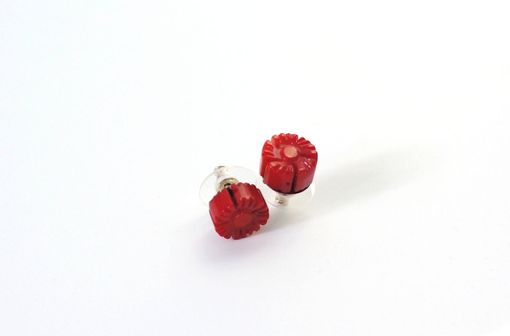 Custom Made Bright Red Flower Earrings