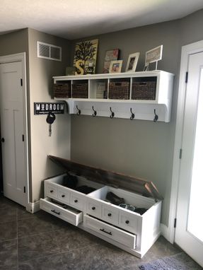 Custom Made Entryway Cubby Coat Rack And Bench