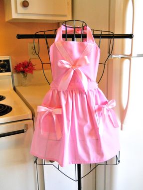 Custom Made Girl's Vintage Style Princess Apron In Pink
