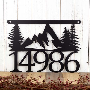 Custom Made Mountain Metal House Number Sign, Metal Sign, Outdoor Sign, House Numbers, Address Plaque