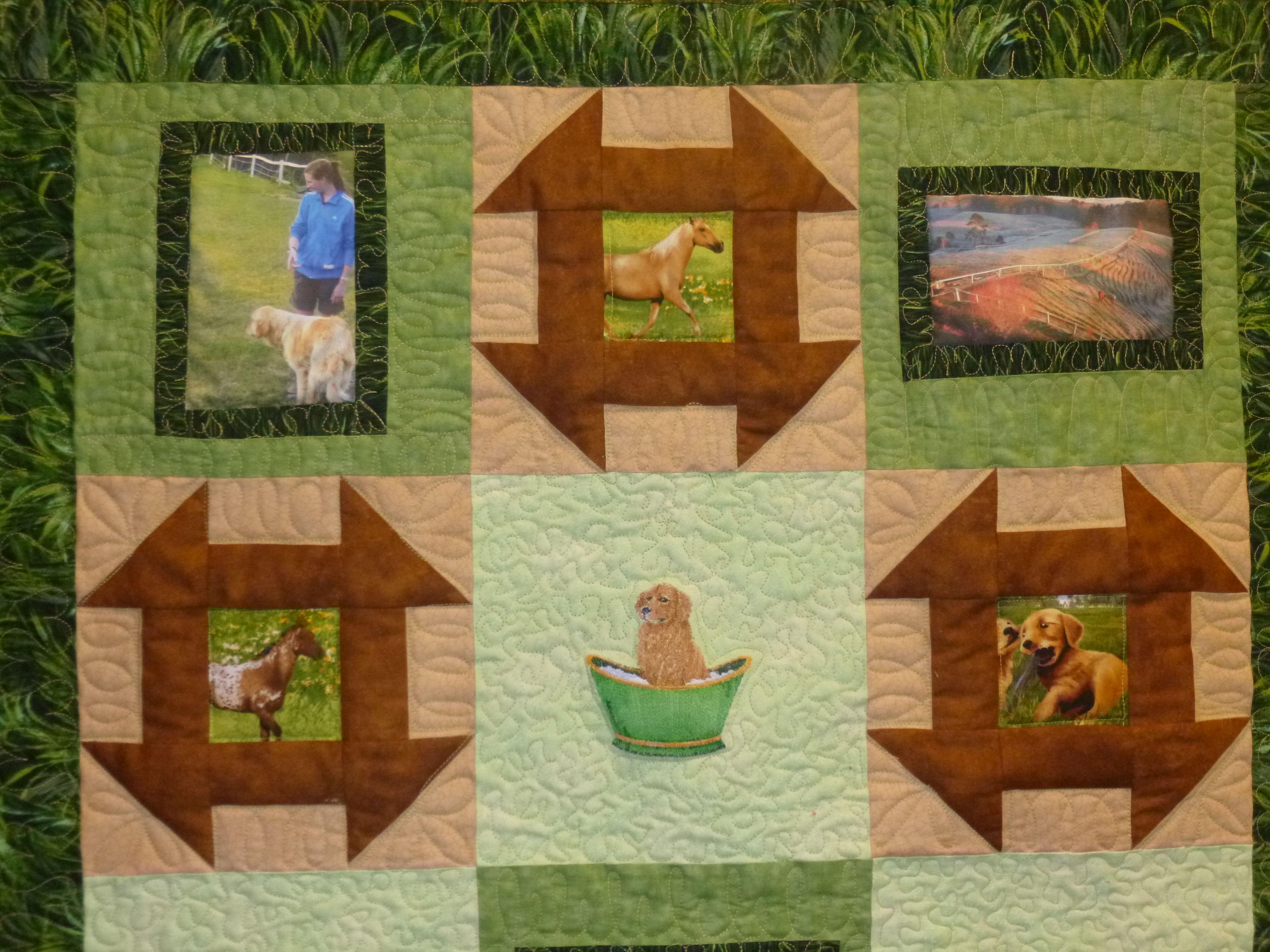 Hand Made Custom Golden Retriever Quilt by Arlene's Quilts and