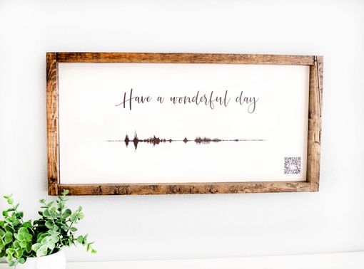 Custom Made Personalized Soundwave With Qr Code Framed Wood Sign, Custom Voice Recording Memorial Sign