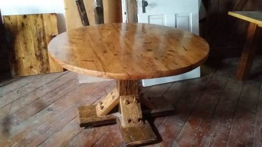 Custom Made Reclaimed Round Barn Wood Dinning Table