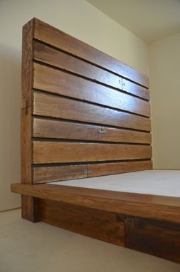 Custom Made Modern Slatted Platform Bed With Steel Highlights