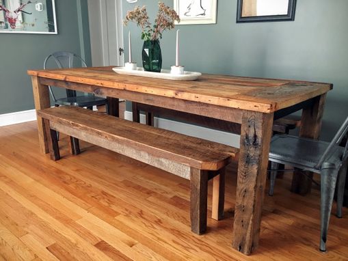 Custom Made Reclaimed Wood Farmhouse Dining Table / Textured Finish