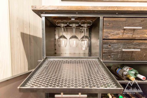 Custom Made Modern Rustic Industrial Reclaimed Bar Cart Storage Unit