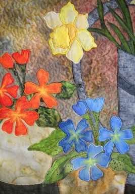 Custom Made Daffodils & Primroses Art Quilt