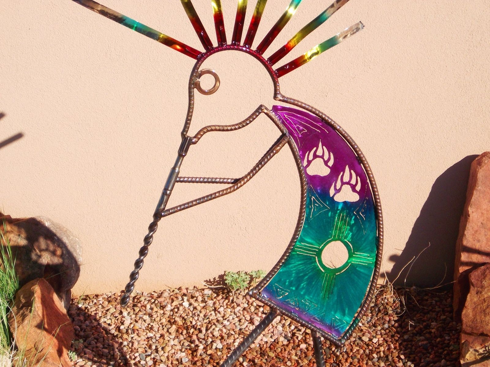 Custom Made Garden Art, Home Decor,Outdoor Sculpture Kokopelli, Recycled Art by JunkALicious