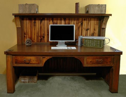 Custom Made Concrete, Steel, And Reclaimed Wood Desk