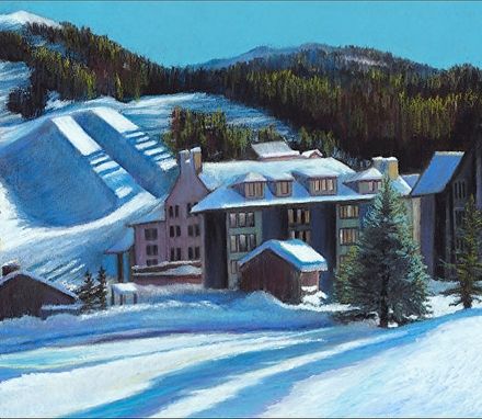 Custom Made Apres Ski, Copper Mountain (Colorado) Oil Pastel Unstretched - Limited Edition Canvas Print